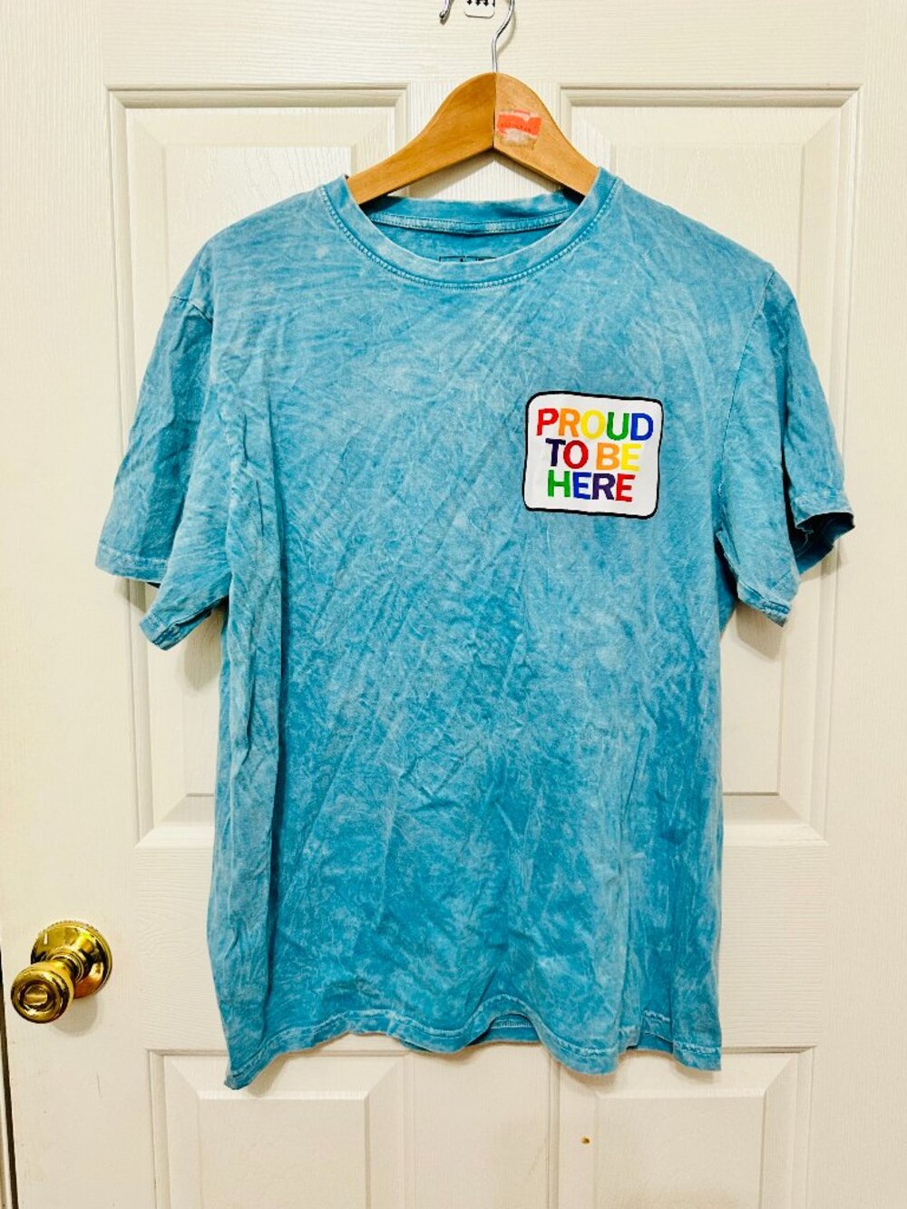 THE PHLUID PROJECT PROUD TO BE HERE TIE DYE SHORT SLEEVE T-SHIRT LARGE UNISEX